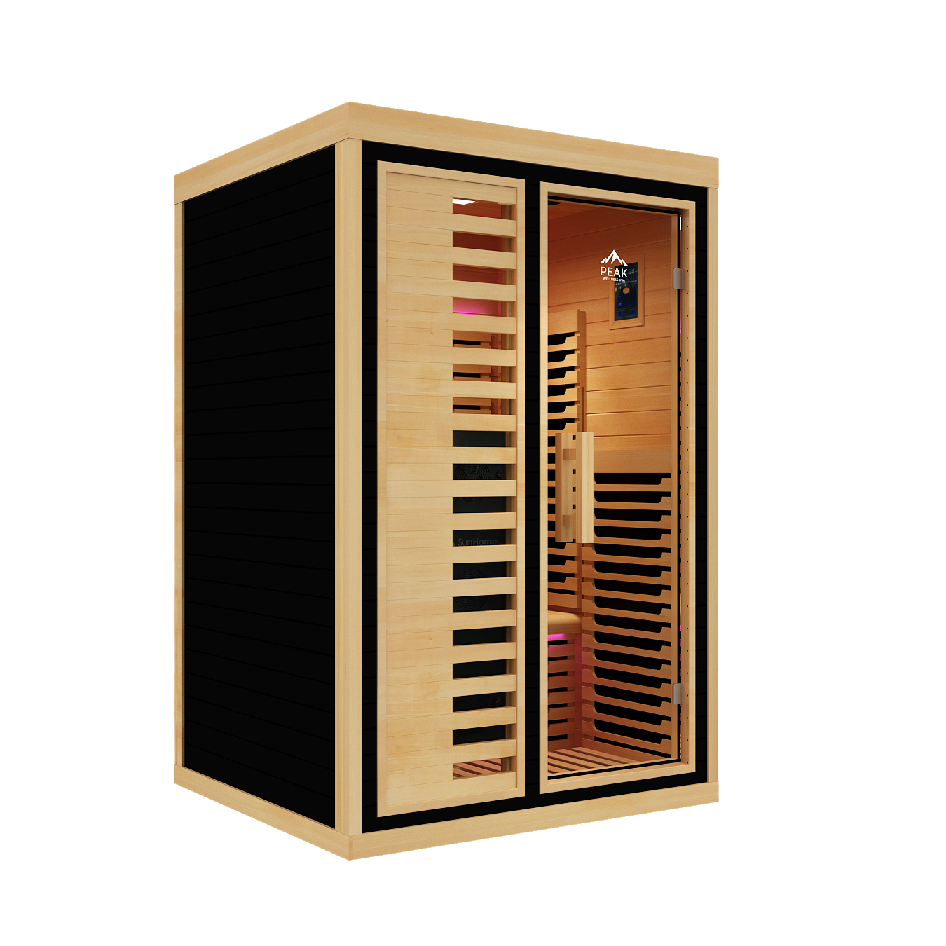 Peak Saunas Everest 2-Person Indoor Near Zero EMF Full Spectrum Infrared Sauna with XL Medical-Grade Red Light Therapy & Smart WiFi App Control