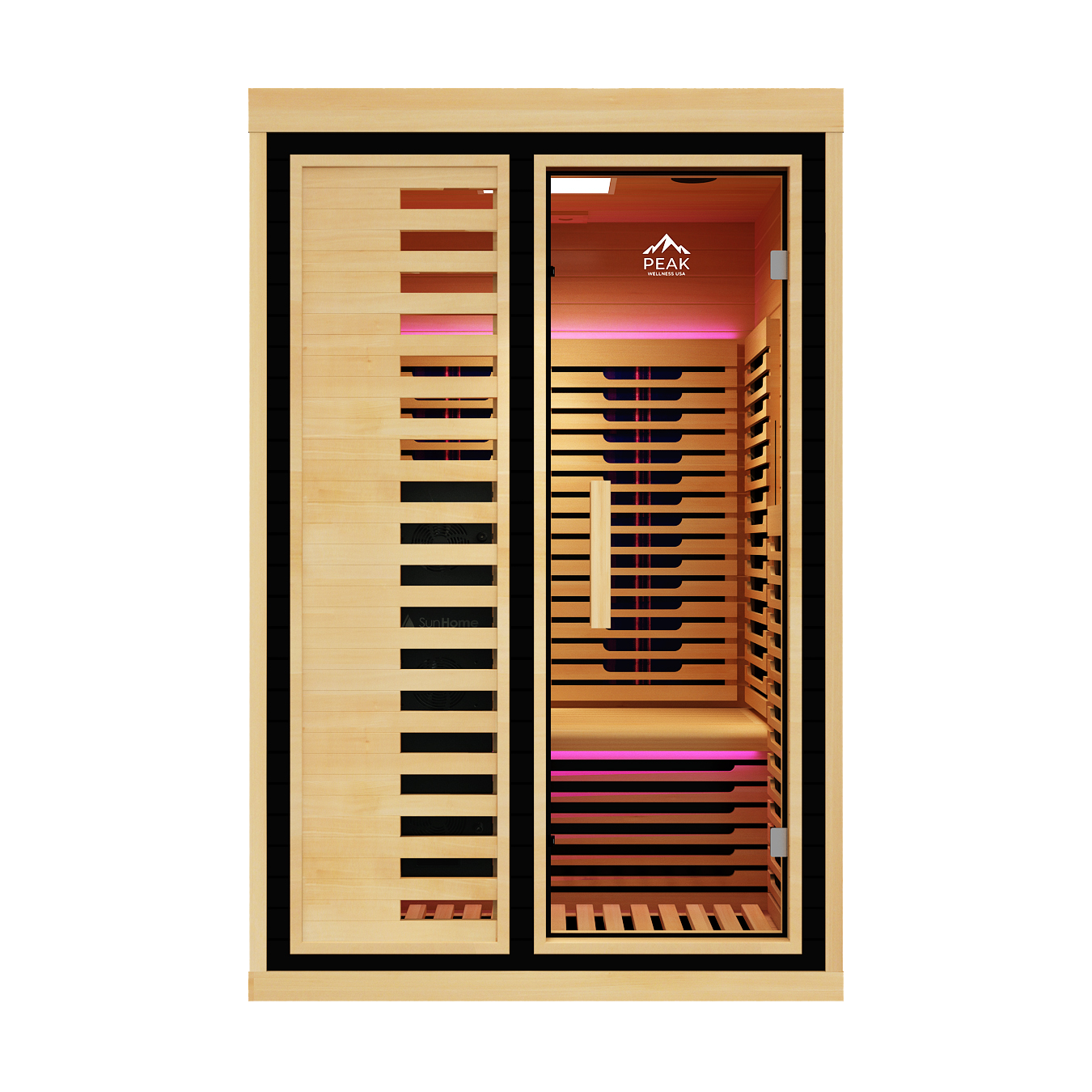 Peak Saunas Everest 2-Person Indoor Near Zero EMF Full Spectrum Infrared Sauna with XL Medical-Grade Red Light Therapy & Smart WiFi App Control