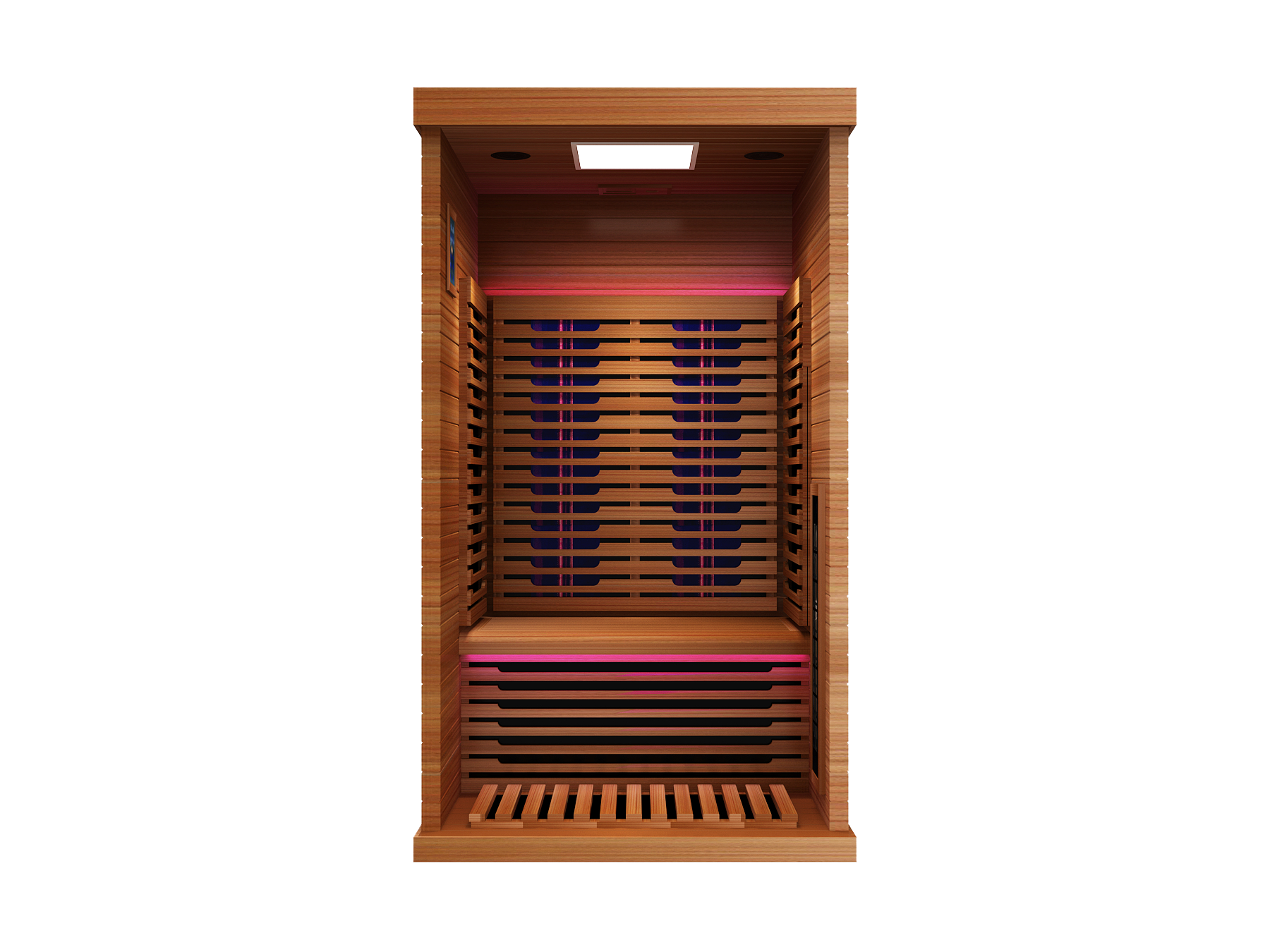 Peak Saunas Rainier 1-Person Indoor Near Zero EMF Full Spectrum Infrared Sauna with XL Medical-Grade Red Light Therapy & Smart WiFi App Control