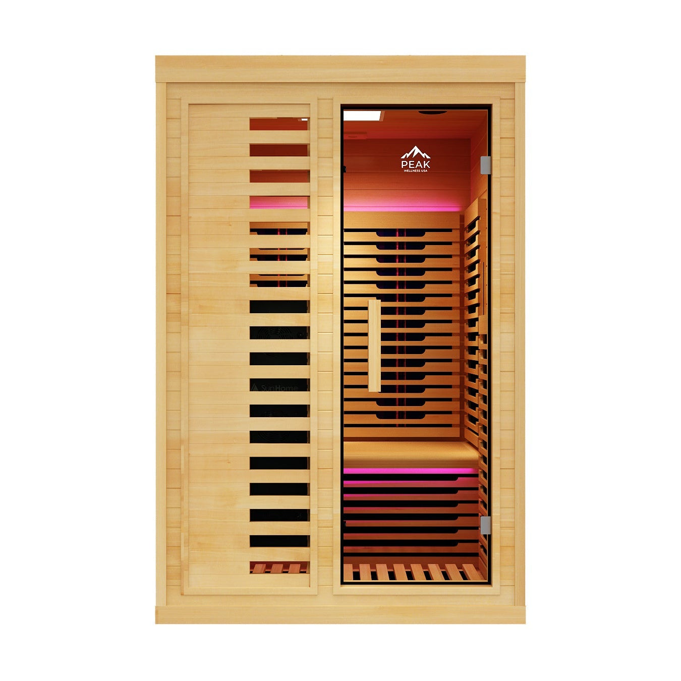 Peak Saunas Denali 2-Person Indoor Near Zero EMF Full Spectrum Infrared Sauna with XL Medical-Grade Red Light Therapy & Smart WiFi App Control
