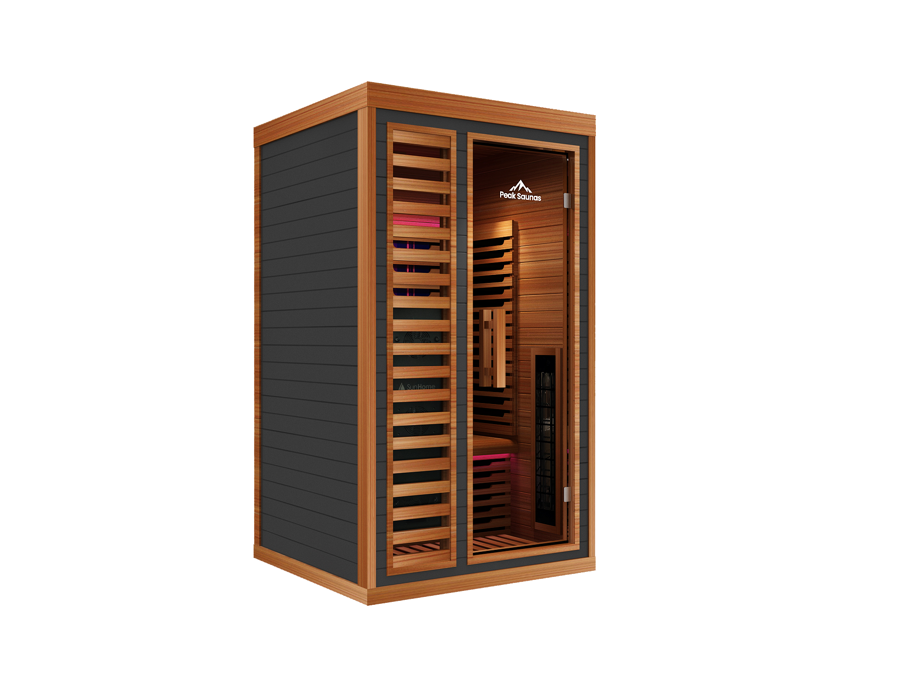 Peak Saunas Rainier 1-Person Full Spectrum Infrared Sauna with XL Medical-Grade Red Light Therapy & Smart WiFi App Control