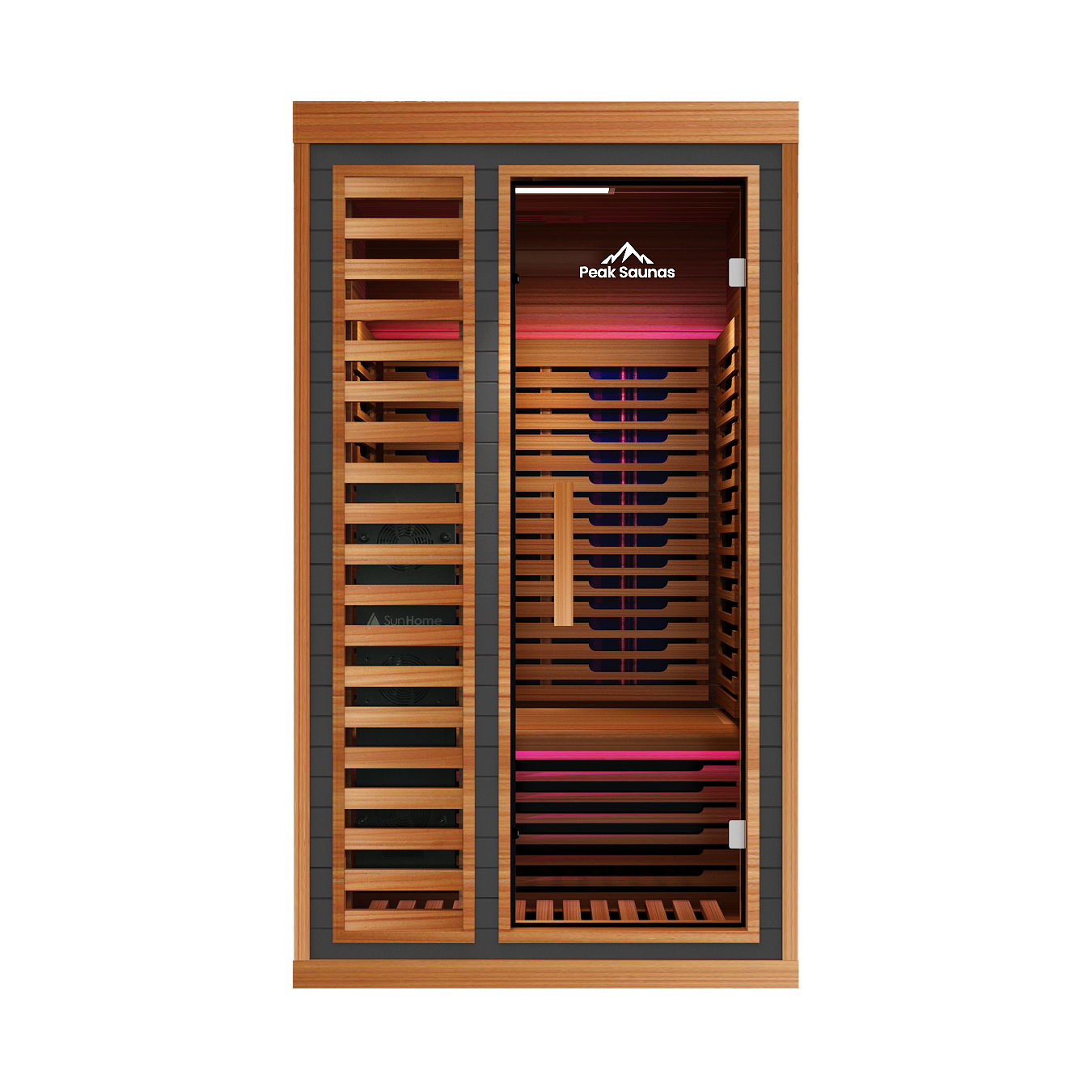 Peak Saunas Rainier 1-Person Full Spectrum Infrared Sauna with XL Medical-Grade Red Light Therapy & Smart WiFi App Control