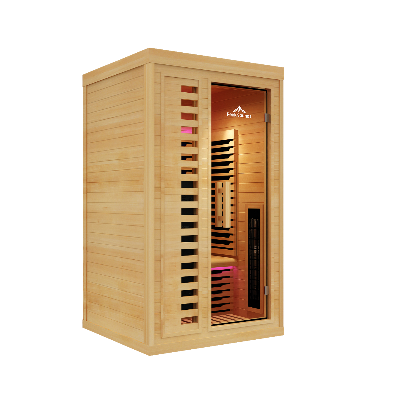 Peak Saunas Whitney 1-Person Indoor Near Zero EMF Full Spectrum Infrared Sauna with XL Medical-Grade Red Light Therapy & Smart WiFi App Control